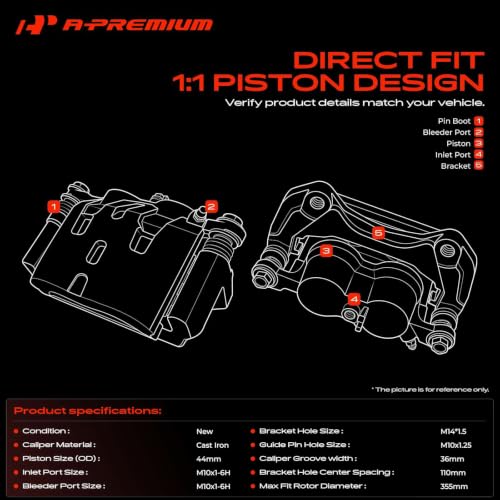 Image of A-Premium Disc Brake Caliper with Bracket