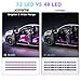 Xprite RGB LED Car Interior Bluetooth USB Light Strip, w/Wireless Remote and APP Control,4 PCS Under Dash Footwell Ambient Lights Kits, DIY Music Mode Universal for Vehicle Internal, SUV, Trucks