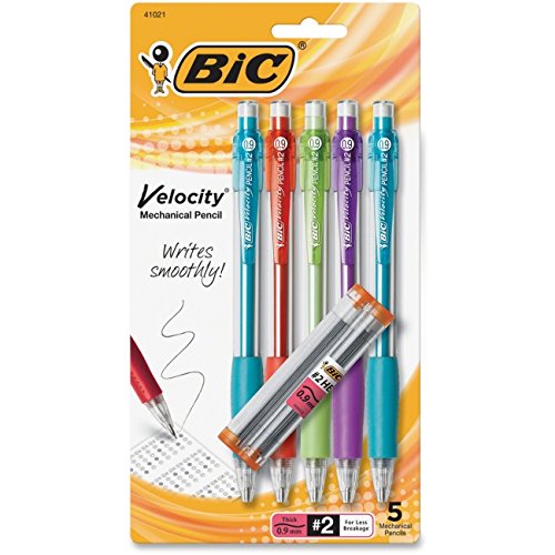 BIC Velocity Mechanical Pencil, 0.9mm, Assorted Barrel, 5/Pack **NEW LOOK**