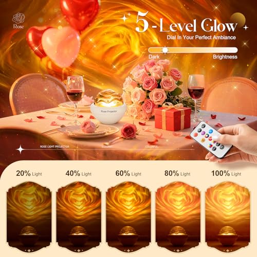 Image of PIKOY Rose Birthday Gifts for Teen Girl with 11 Mixed+4 Solid Colors, Dimmable Northern Lights Projector, Sunset Lamp Ambient Lighting with Remote, Aurora Light Projector for Bedroom Teen Girl