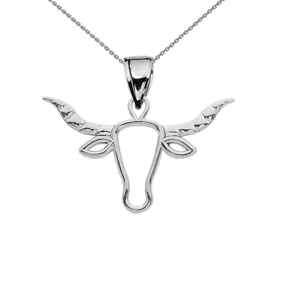 Claddagh Gold Sterling Silver Open Work Texas Longhorn Bull Pendant Necklace