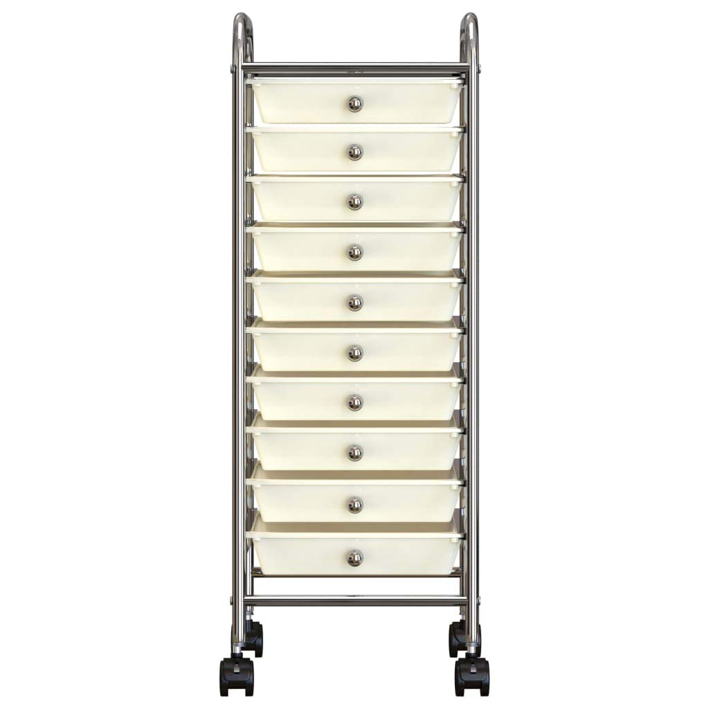 Carrito de almacenaje portátil 10 cajones plástico Blanco, Carrito Auxiliar con Ruedas, Carro Almacenaje, Carrito Peluqueria, Carro Cocina, Carro Organizador