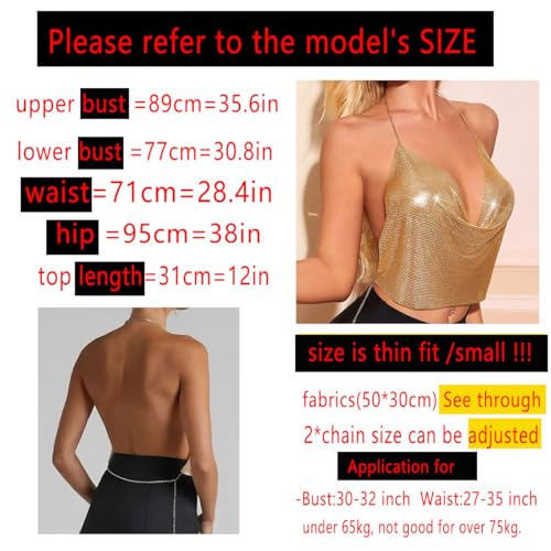 Women's Metallic Sequin Glitter Vest with Deep V-Neck Evening Party Shirt Crop Tank Tops Silver/Gold(50 * 30CM)3