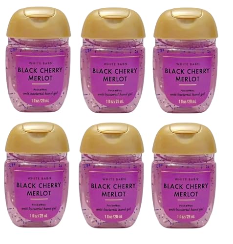 Bath and Body Works Classic and Seasonal Scents Pocketbac Hand Gel - Pack of 6-1 oz each (Black Cherry Merlot)