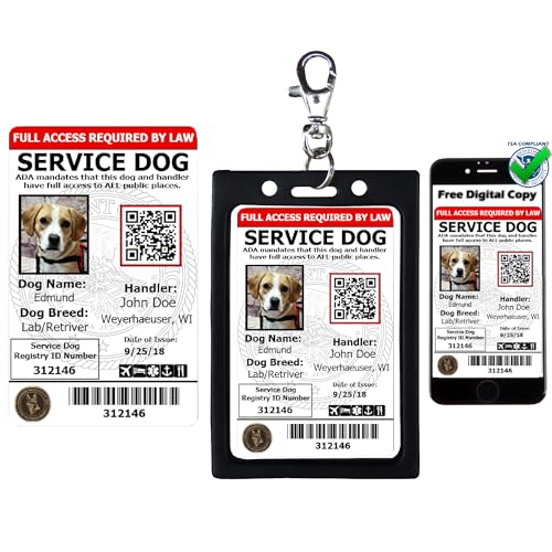 ActiveDogs Customizable Service Dog ID Card with Photo & Identification Holder - ADA & TSA Compliant...