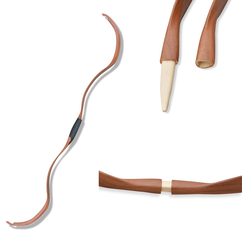 SHARROW Tiro con L'Arco Tradizionale Arco Ricurvo 20lbs Arco in Legno Longbow Fatto a Mano con 3 Frecce per Il Gioco di Pratica di Caccia per Principianti per Adulti