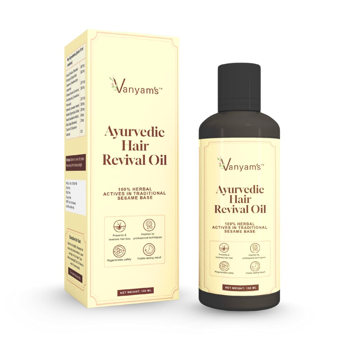Vanyam Ayurvedic Hair Revival Oil, 100% Herbal Actives, Hair Growth and Hair Fall Control, with Amla, Bhringraj, Jatamansi, Neem, Shikakai, 100ml-image-28