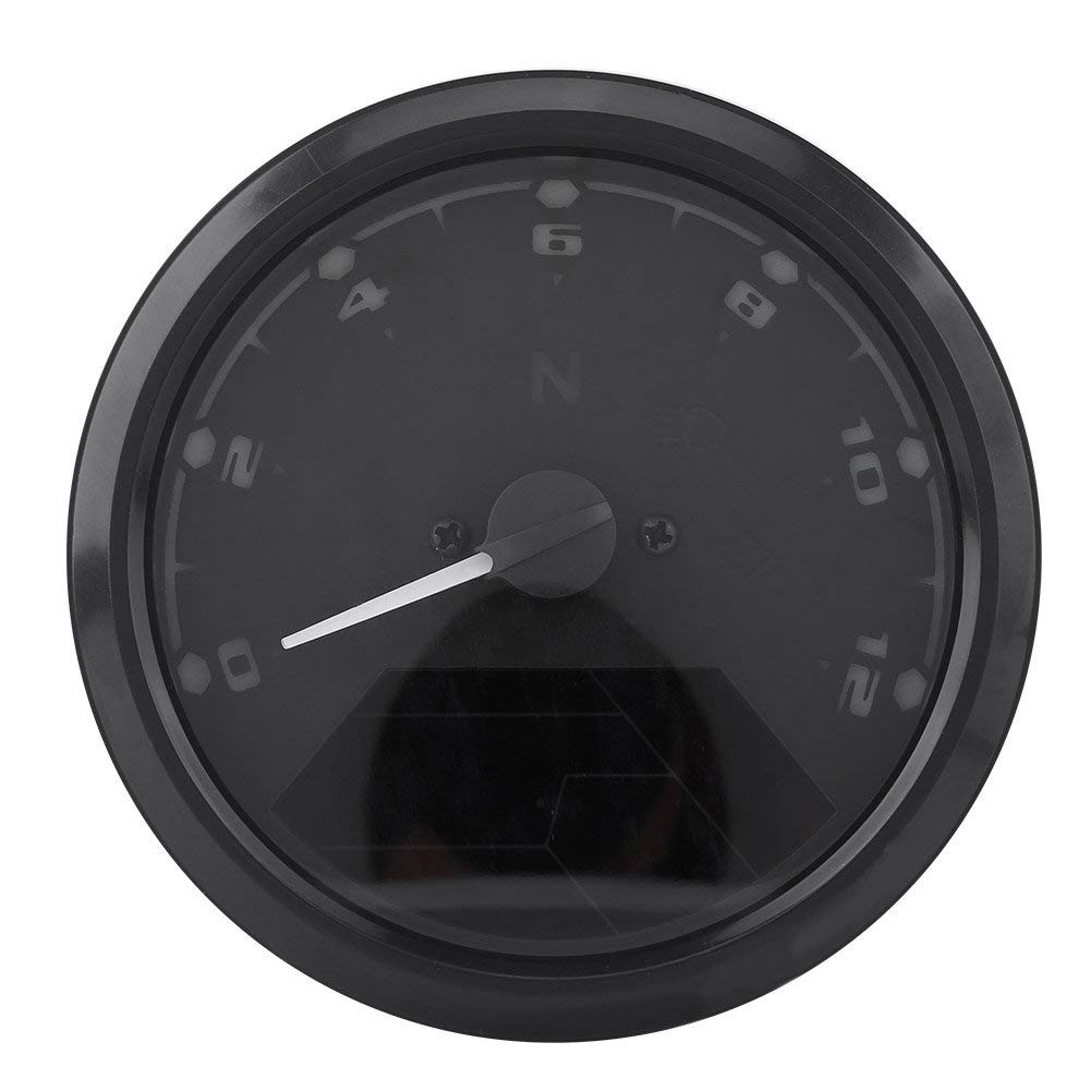 Aramox Compteur de Vitesse Numérique LCD 12000RPM, Tachymètre Odomètre pour Moto Scooter ATV, 12V DC, Noir, 93mm Diamètre, Affichage 0-199km/h