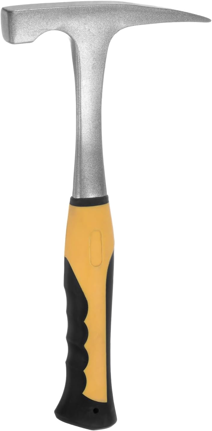 HARFINGTON Rock Hammer 20oz 10inch Pointed Tip Anti-Slip Shock-Proof Handle Geology Hammer Brick Rock Pick Masonry Hammers for Geological Study Exploration Mining Masonry, Silver Yellow