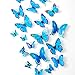 Produktbild 36 Stück 3D Schmetterling Aufkleber Wandsticker, Schlagfestem Kunststoff Schmetterling Dekorationen, für Wohnung Hause Wand Balkon Dekor Dekoration (Blau)