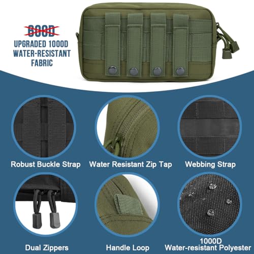 MUCHER Molle Tasche Taktische Hüfttaschen EDC Utility Bauchtasche Hüfttasche mit 3 Haken für Outdoor Wandern Jagdcamping Training (A - Armeegrün)