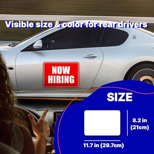 Image of GEEKBEAR Now Hiring Car Magnet (2 Pack) - 11.7 x 8.2 in (Red)