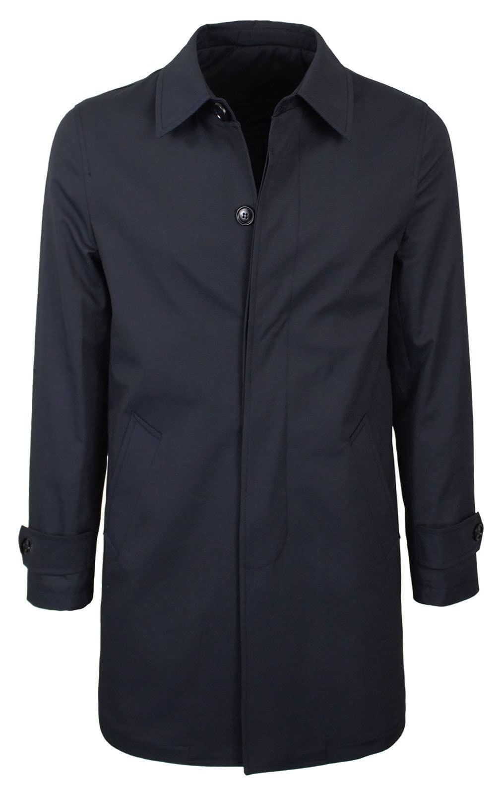 Ciabalù Trench Uomo Invernale Soprabito Elegante Cappotto Impermeabile Lungo Sartoriale Blu Fango