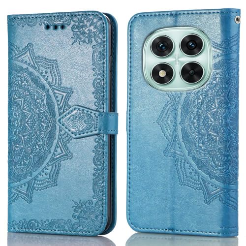 Image of ClickCase Queen Series for Redmi Note 15 Pro 5G Leather Flower Embossing Wallet Flip case Magnetic Closure Flip Cover for Redmi Note 15 Pro 5G (Sky Blue)