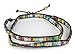 26" Brown Leather & Multi Square Mosaic Bead Wrap Bracelet
