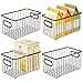 mDesign Set da 4 cesti portaoggetti in metallo – Organizer compatto e versatile con manici – Contenitore universale ideale per cucina o bagno – bronzo