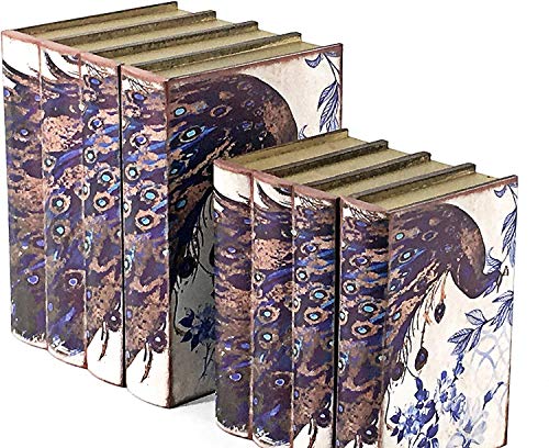Bellaa Boho Decorative Bookends Holder Stoppers Heavy Duty Non Skid Bookshelf Shelves Dividers Hidden Secret Storage Box Peacock Birds Retro Vintage Old Antique Office Library Bohemian Home Decor #TOP17