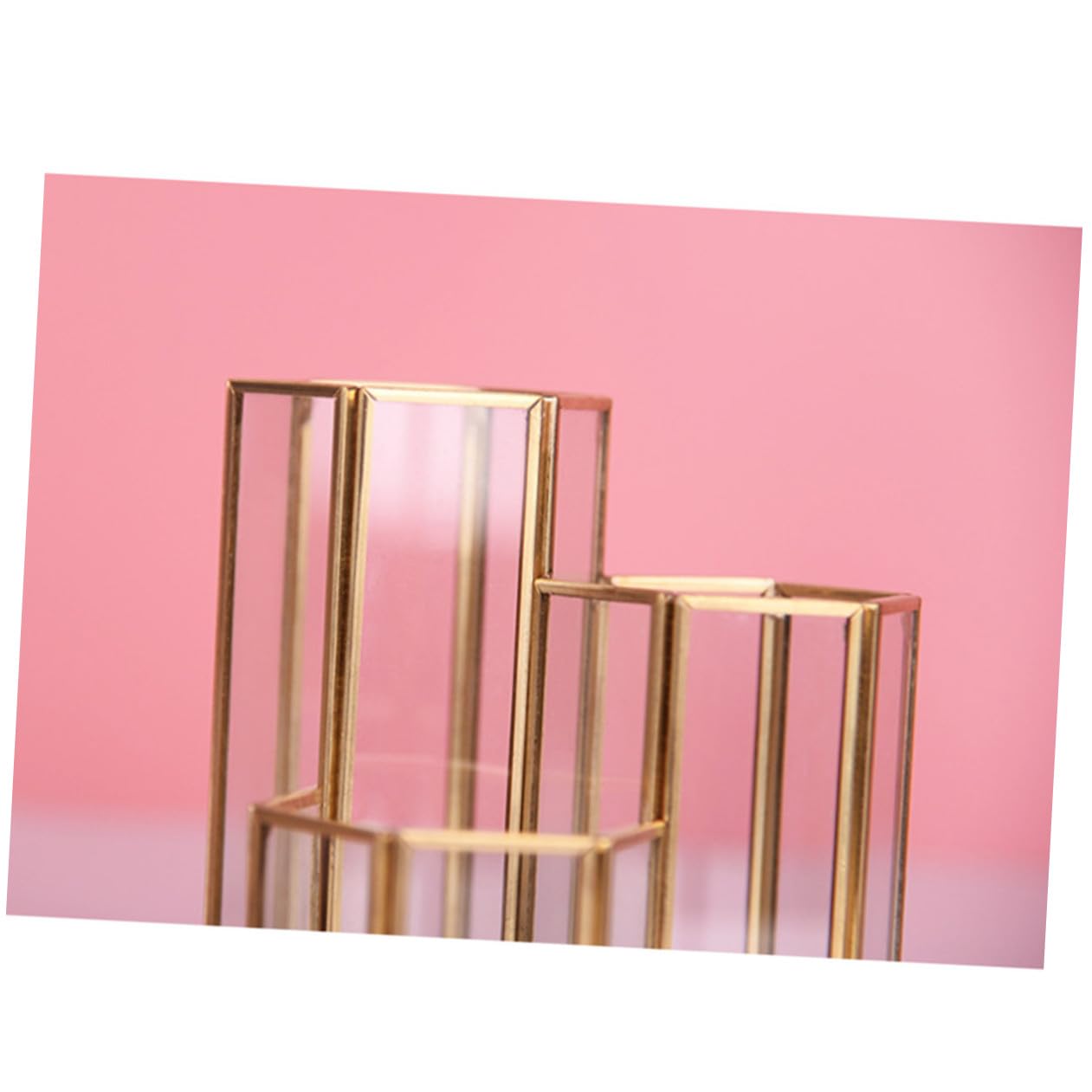 VILLCASE Nordischer Sechseckiger Stiftehalter aus Glas, Goldfarben, Leicht