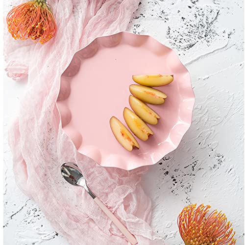 Set Of 3 Pcs Wave Rim Cake Stands Iron Cake Holder Dessert Display Plate Serving Tray For Baby Shower Wedding Birthday Party (Pink) #TOP7
