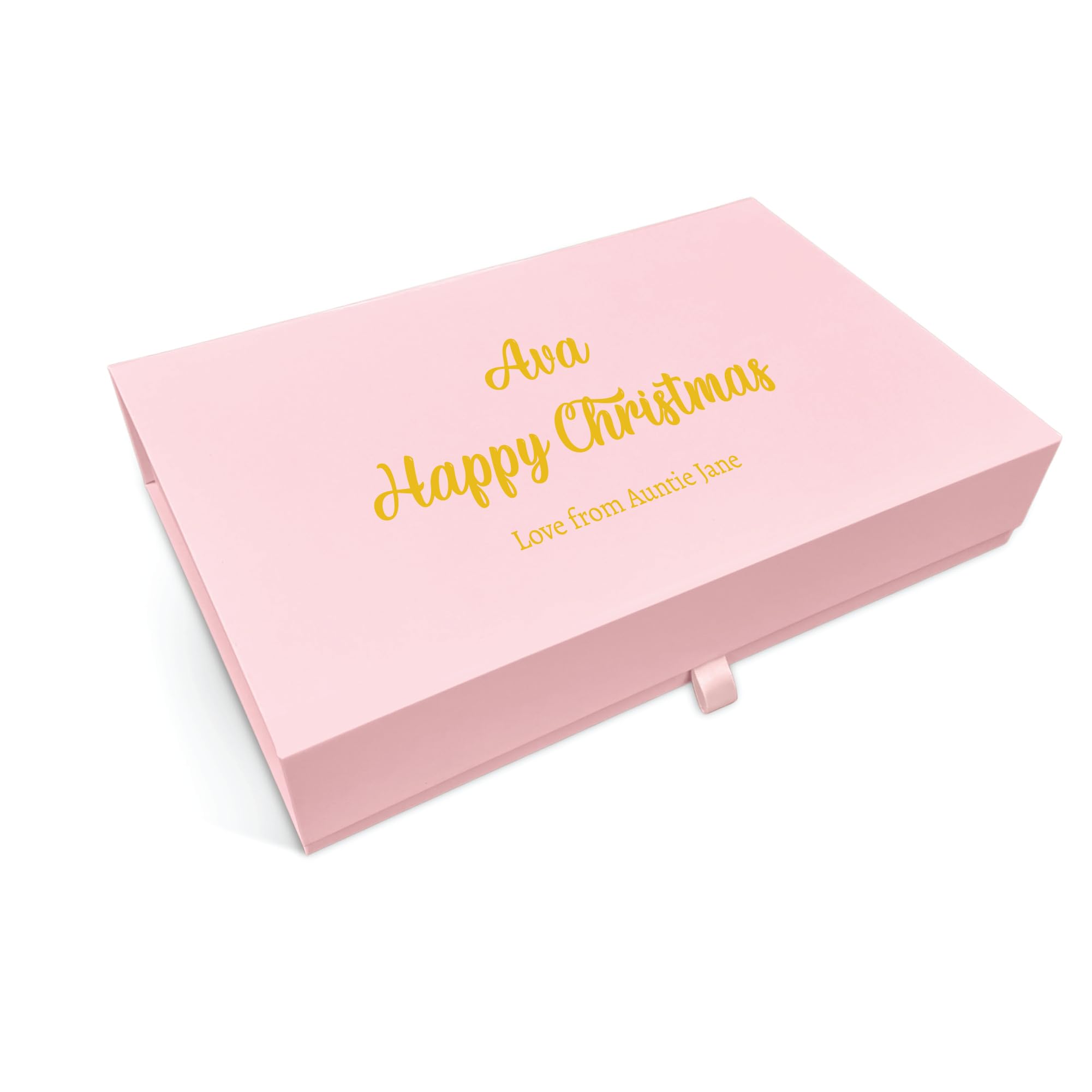 COOKIES AND KOALAS Personalised Christmas Box – Luxury Pink Magnetic Box – Large 22×34×7 cm – Custom Gold or Silver Foil Print – Reusable Keepsake Xmas Gift for Him, Her, Kids or Family