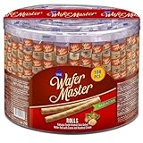 Wafer Master Waffelröllchen gefüllt mit Haselnusscreme, Kaffeegebäck Großpackung (108Stk./648g)