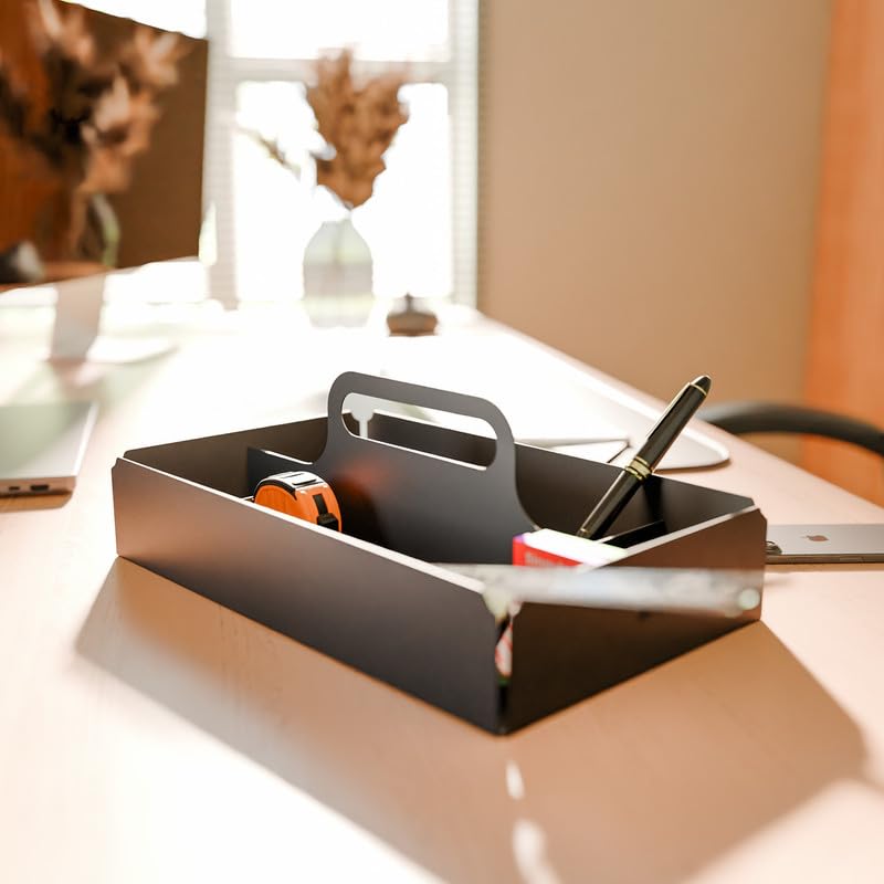 aline7 Multi-Purpose Desk Kit Organizer Metal - Cosmetic, Vanity, Office, Stationery Holder, Grooming Tools Storage Box, Countertop Organizer for Office, Home, Bathroom_Black 2