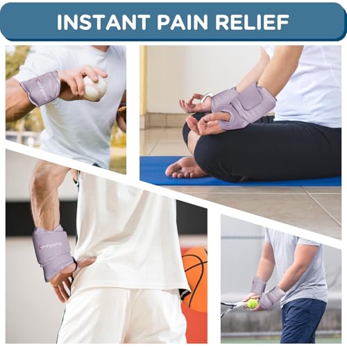 Image of Comfytemp Wrist Ice Pack Wrap for Carpal Tunnel Relief, 2 Gel Packs, FSA Eligible Items Only List, Hot Cold Compression Brace for Hand Injuries Reusable, Tendonitis, Men Women Recovery Item (Purple)