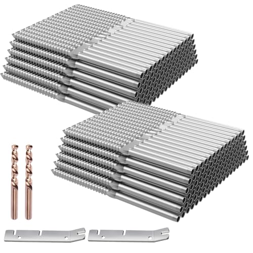 Image of BLIKA 200 Pack T316 Stainless Steel Right&Left Handed Thread Swage Lag Screws for Wood Posts of 1 /8 inch Deck Cable Railing Kit, Wire Railing Kit for Decks with Wrench, DIY Wood Baluster