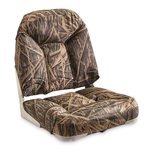 Guide Gear Boat Seat, Folding, Boating Accessories and Marine Equipment, Camo, Deluxe, Oversized, Mossy Oak Shadow Grass Blades