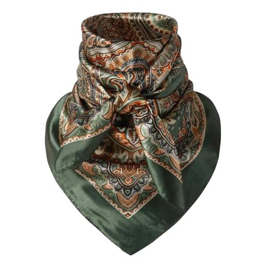 Hymeiluely 35 Inch Wild Rag Cowboy Bandana Scarves for Men, Large Neckerchief Silk Feel Western Neck Scarf for Women (R-Grean)