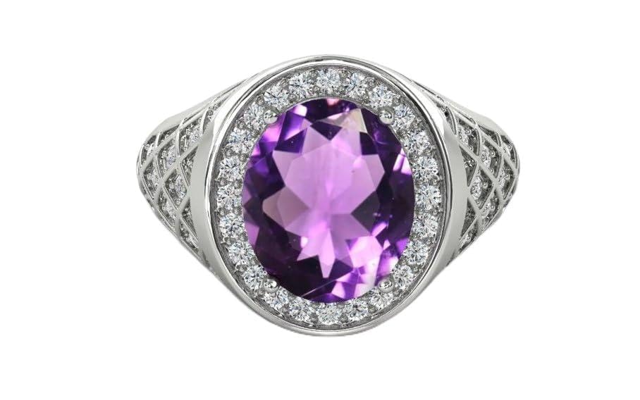 Bague en améthyste fait main en argent pour collectionneur