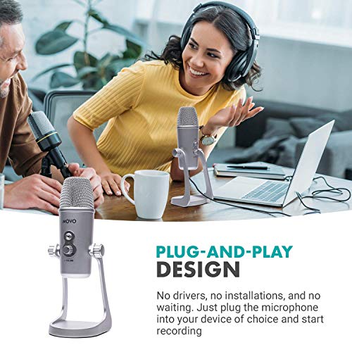 Microfone USB para computador Desktop Movo UM800 para computador, iPhone ou Android com padrões de c
