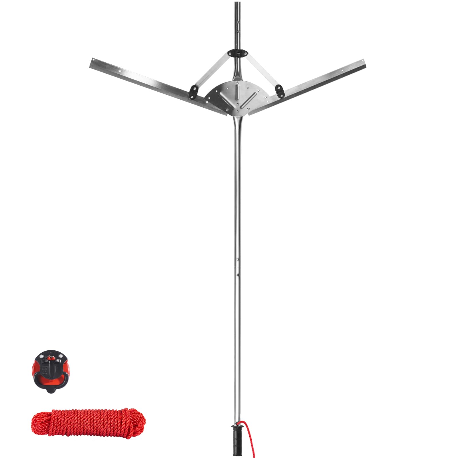 YIVIKPE 27-41" Adjustable Lake Weed Cutter & Pond Rake | V-Shaped Heavy Duty Stainless Steel Blades | 30ft Reinforced Rope | Aquatic Plant Tool for Cattail, Reed, Algae & Pond Weeds