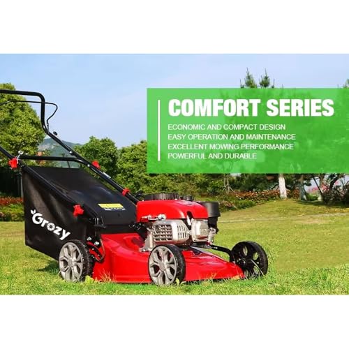 GROZY GR-40HP 40CM Petrol Lawn Mower 4-Stroke 132cc Cordless Hand Push Lawn Mower 45L Grass Capacity Lawnmower Outdoor Garden Lawns Tool Kit - Image 6