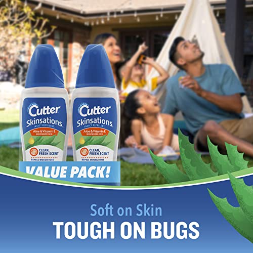 Cutter Skinsations Insect Repellent, Repels Mosquitos, Ticks, Gnats, Fleas, 7% Deet, 2 Pack, 6 Fl Ounce (Pump Spray) #TOP3
