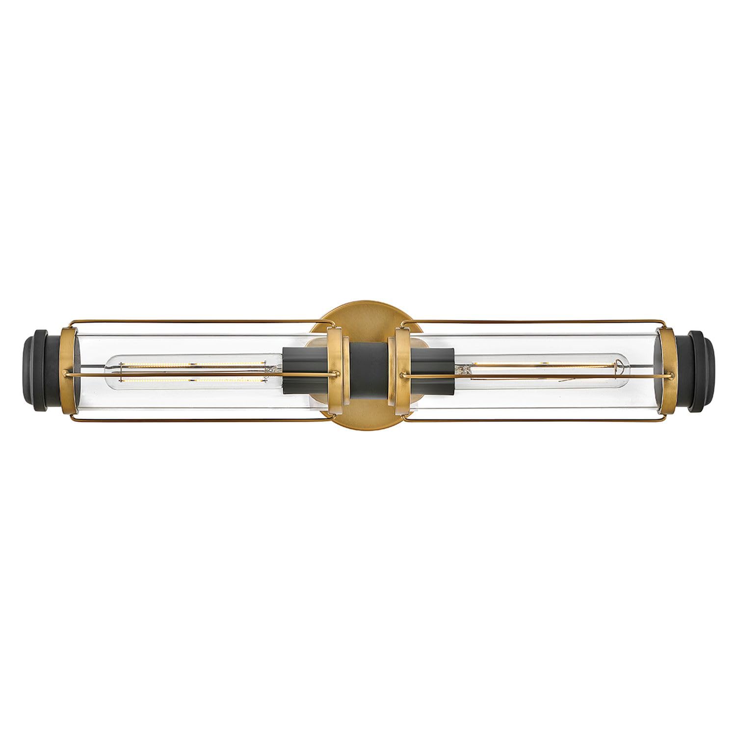 Licht-Erlebnisse Badezimmerleuchte Glas Metall IP44 in Messing Antik Schwarz 61 cm breit 2-flammig E27 Vintage Badlampe Wandleuchte Spiegel