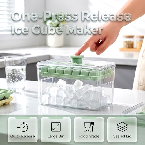 Bandeja para cubitos de hielo con tapa y depósito, 28 rejillas miniatura 2