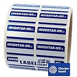 Labelident Inventaretiketten silber - Inventar-Nr.: - 38 x 19 mm - 1000 Inventaraufkleber auf 1 Rolle(n), Polyester Checkerboard Effekt, selbstklebend