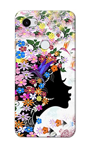 Image of Printed Hard Back Cover Case for Google Pixel 3A Back Cover (Floral Hairstyle Girl) -1803