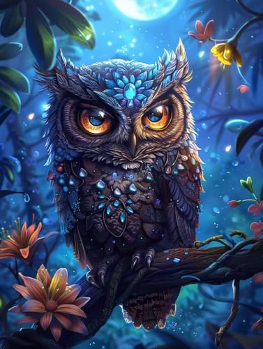 Diamond Painting hibou grand format 80x120cm pour decoration murale