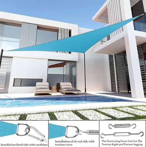 Voile d'ombrage triangle imperméable bleu 2m protection UV terrasse