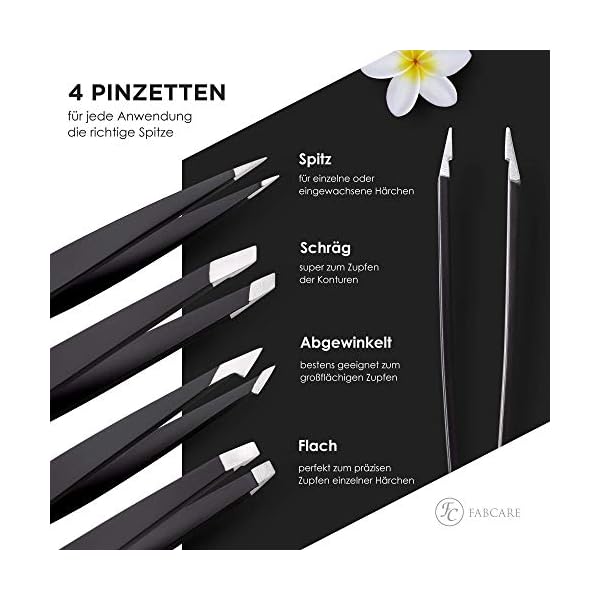 FABCARE Augenbrauen Pinzetten Set mit Etui und Augenbrauenbürste (5-teilig) - Verbesserte Spitze - Pinzette Augenbrauen… – Bild 5
