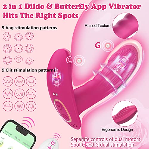 App Remote Control Wearable Panty Vibrator, 2 In 1 Dildo & Vibrating Panties Dual Sex Stimulator For G Spot Clit,Aisitelu Invisible Butterfly Panty Vibrator Adult Sex Toys For Women Couples Pleasure #TOP2