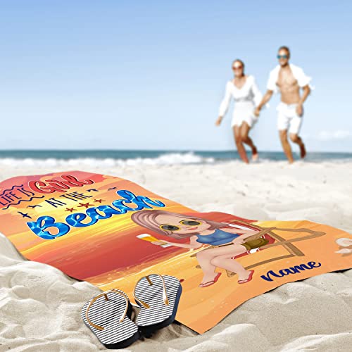 Hamiew Personalized Beach Towels With Names - Cute Lady Customized Beach Towels - Custom Beach Towels For Teen Girls, Women, Adults - Cotton/Poly Beach Towel - 30" X 60" #TOP5