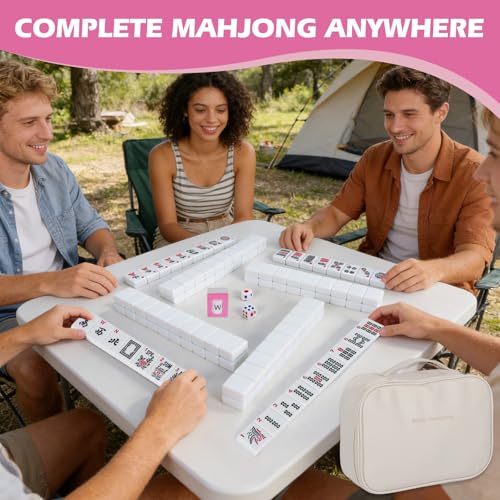 American Mahjong Set 166 piezas portátil con dados y bolsa miniatura 5