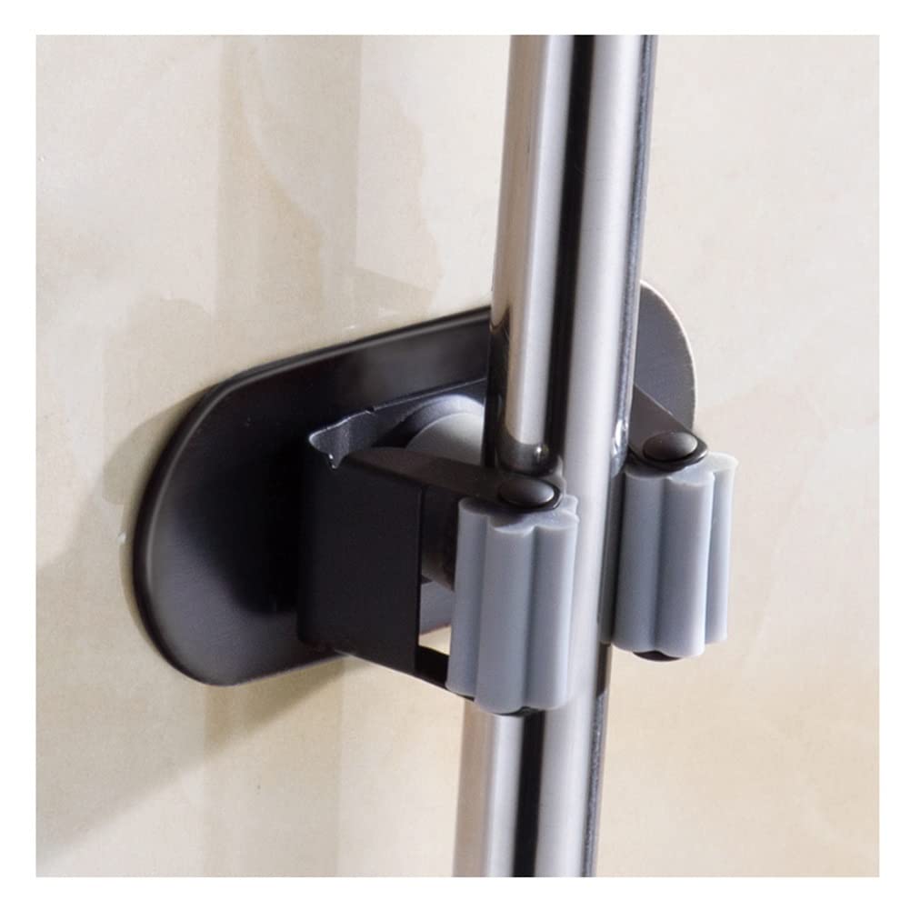 Soporte para escoba y fregona, gancho de pared de acero inoxidable, estante de almacenamiento para fregona y escoba, para balcón, inodoro, azul, 1 ranura
