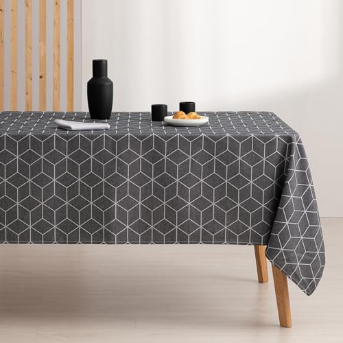 GAMUSI Geometric Stain-Resistant Tablecloth Line Anthracite 140 x 300 cm - Image 3