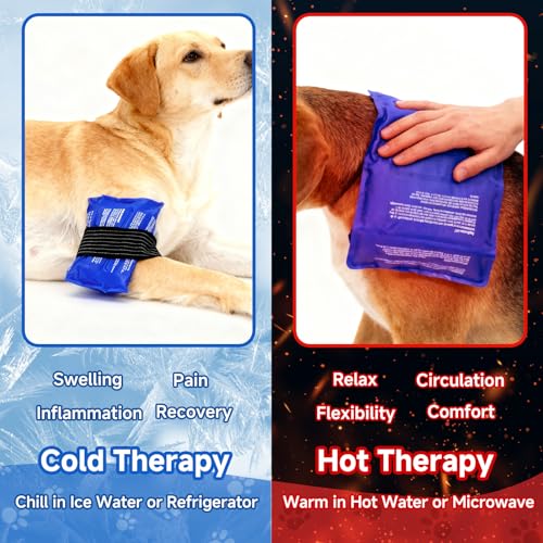 Image of Dog Gel Ice Packs, Reusable Hot and Cold Ice Packs for Dog Injuries, Joint Pain, Muscle Soreness, Pain Relief, Post-Surgery Recovery, Adjustable Pet Gel Wrap for Dog's Knees, Back and Shoulders