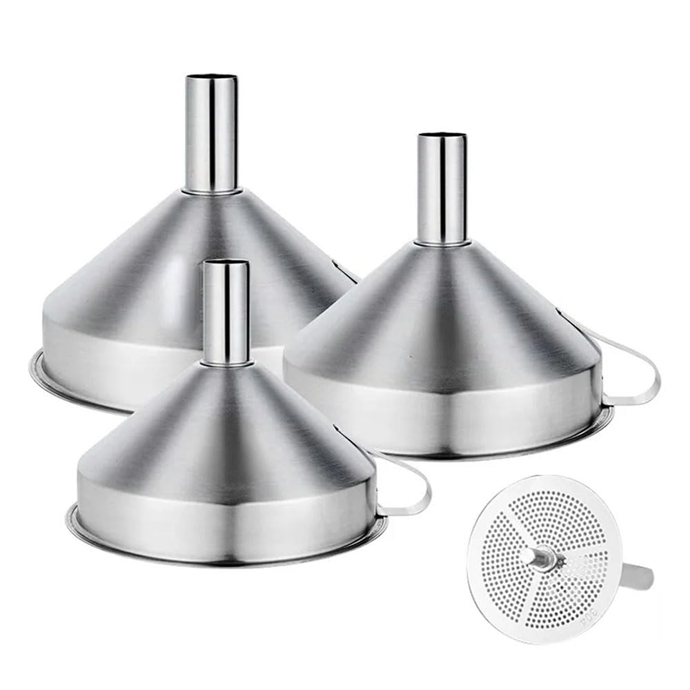 Embudo De Acero Inoxidable, Embudo For Líquidos De Aceite De Cocina, Embudo De Metal con Filtro Desmontable, Embudo De Boca Ancha For Enlatar Herramientas De Cocina, Plateado (Size : Mini Without Fil
