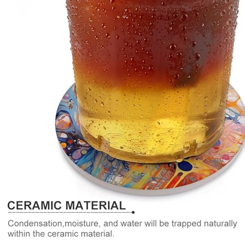 Dessous de verre en céramique Lot de 6 avec support liège isolant pour table